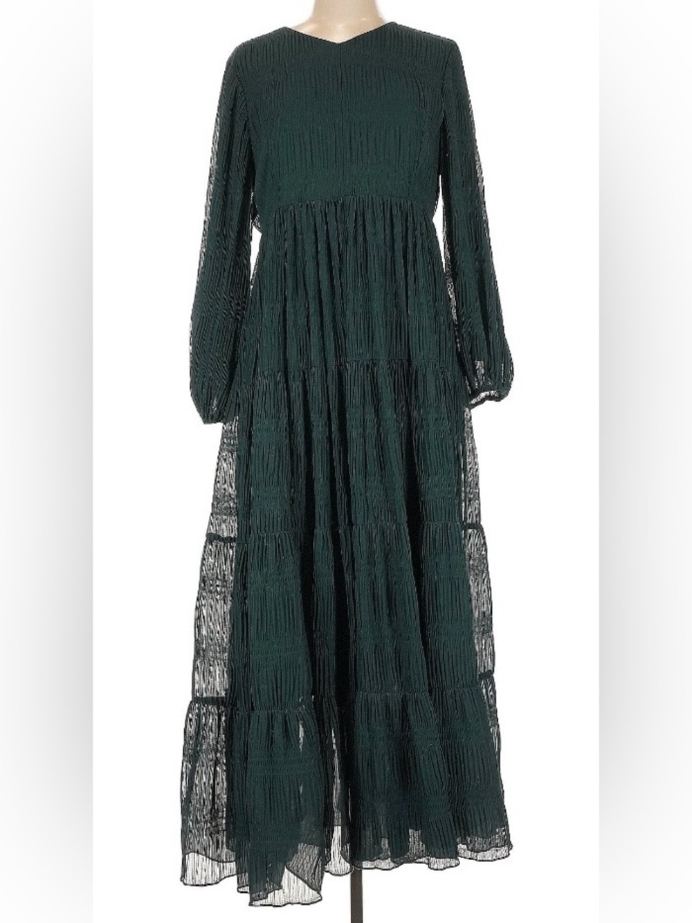 Dainty Jewells Dark Green Long Sleeve Tiered Maxi Dress